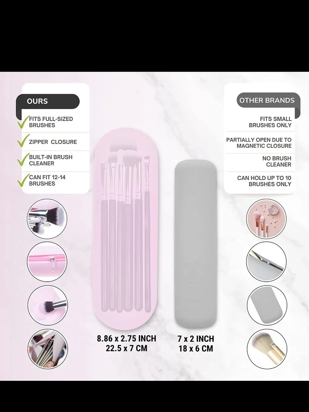 Black Makeup Brush Case - Travel Brush Holder
